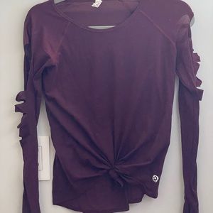 Maroon Cut Sleeve Long Sleeve
